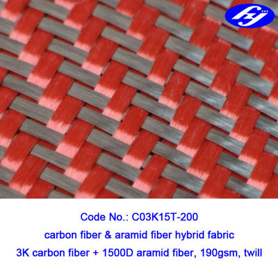 สีดำ / แดง 2x2 ผ้าทแยงมุมคาร์บอนผ้าอารามิด 200gsm ผ้าสีแดง Kevlar Para Aramid
